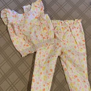2T Janie & Jack Ditsy Floral Ruffle waist pant and top